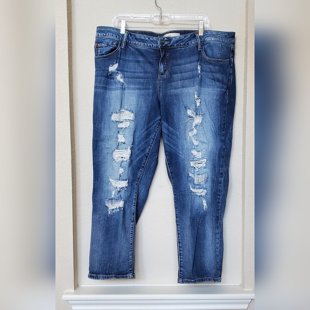 Slink Distressed Curvy Denim Jeans.  Size 18